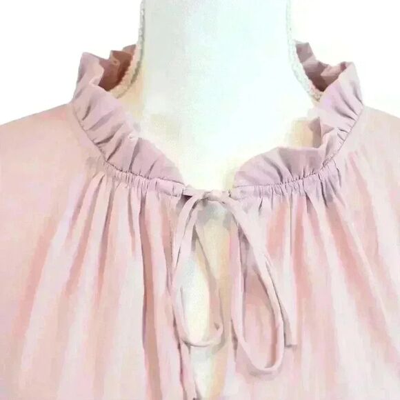 Ann Taylor LOFT Pink Balloon Sleeve Blouse Long Sleeve Ruffle Collar Size XL - Picture 5 of 6